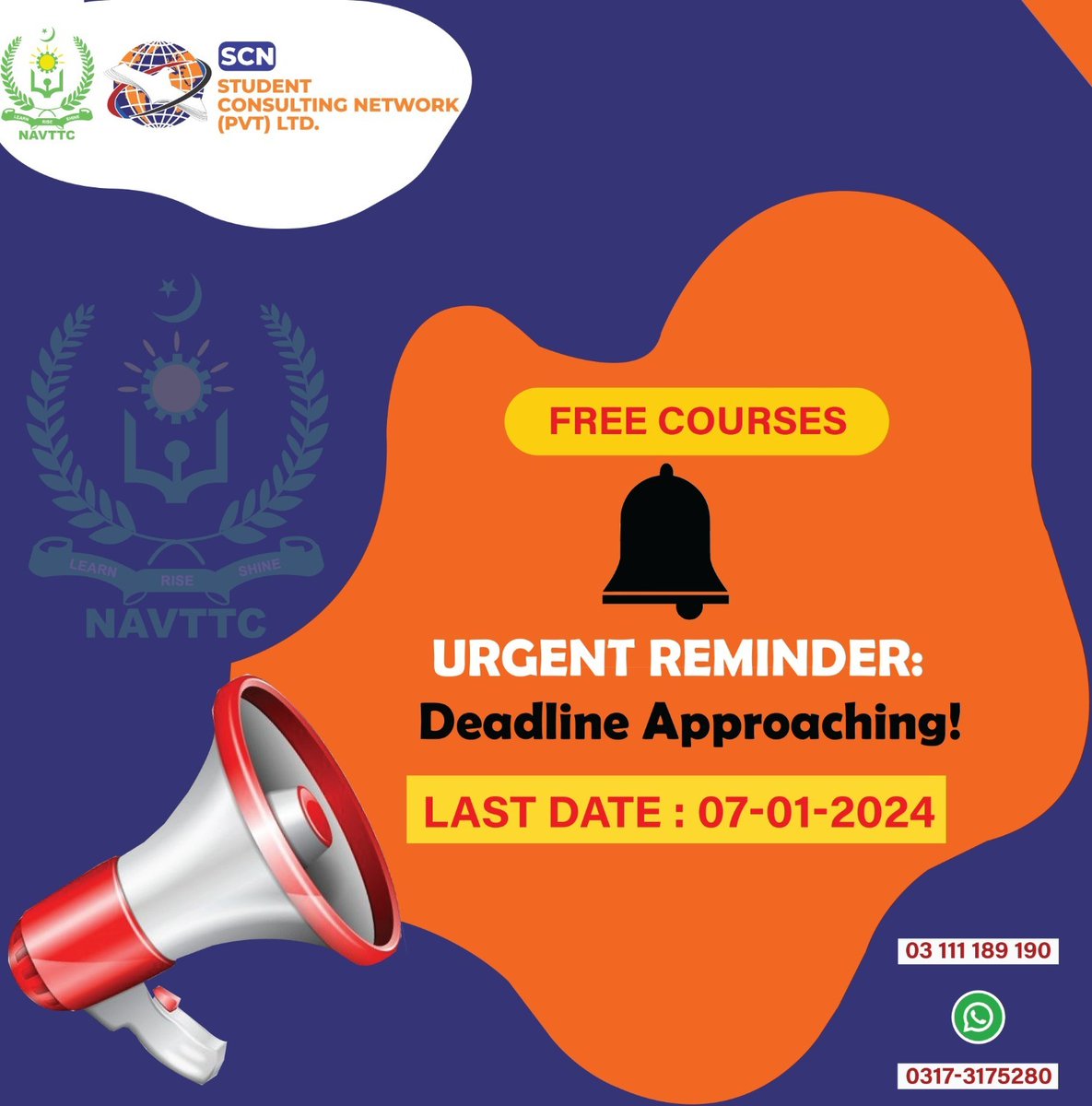 scnpaks's tweet photo. Hurry Up! today is the Last Date to Apply!

#navttc #scn #freeeducation #pakistan https://t.co/019GkCF9Hj