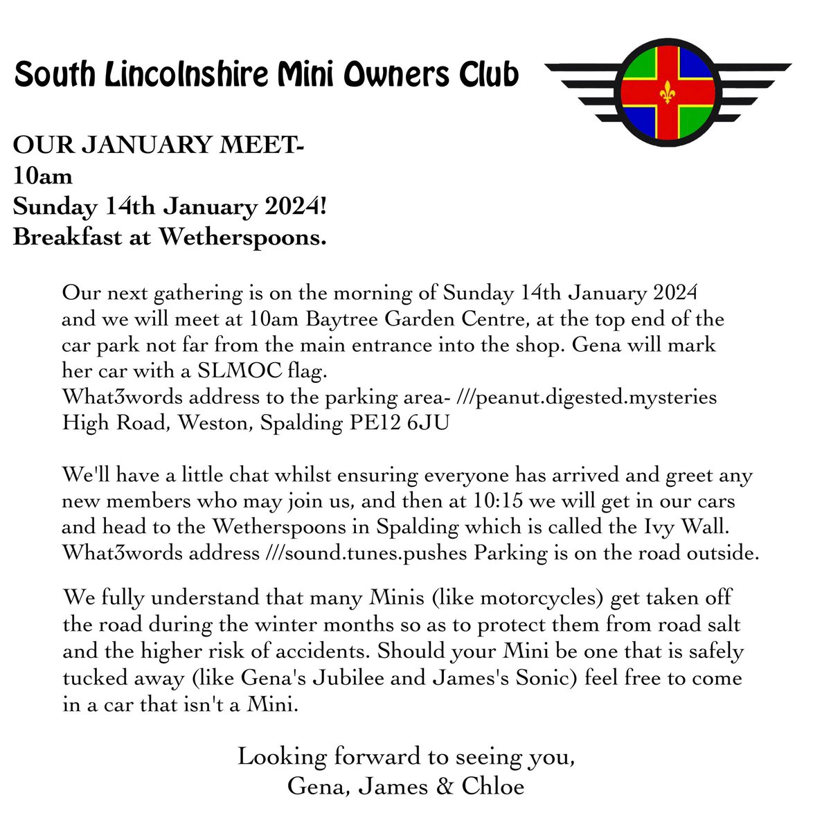 LincsMiniOwners's tweet photo. South Lincolnshire Mini Owners Club January mini meet for all members and anyone who would like to join us. Membership is free. https://t.co/d7JyBwBniA https://t.co/H4IKKsk2Sg