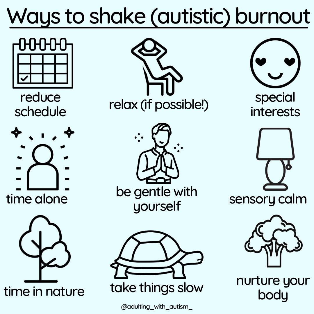 Autistic burnout is real. You are worthy of rest. That means not replying to messages, declining invites, postponing tasks and limiting access to people who have been accustomed to draining your reserves.