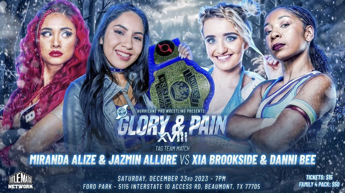 Gotta give props to these 4 🔥 ➡Miranda Alize ➡Jazmin Allure ➡Xia Brookside ➡Danni Bee They had one of the best tag matches in all of 2023 @HurricanePro1 Full Match👉youtube.com/watch?v=KUtvt9… Produced at Ford Park Arena in Beaumont, TX Make sure to give them all a follow