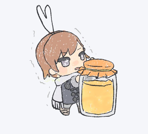 架空のルイス少年ぬいにマーマレードを与える