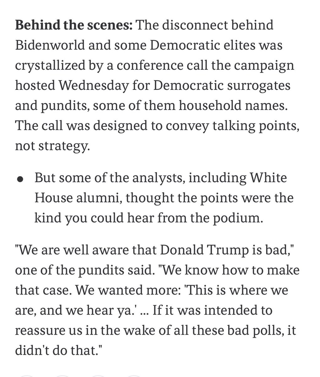 Biden campaign hosted a conference call Wednesday for Democratic surrogates and pundits, some of them household names. It didn’t go great. @JimVandeHei @mikeallen report axios.com/2024/01/07/oba…