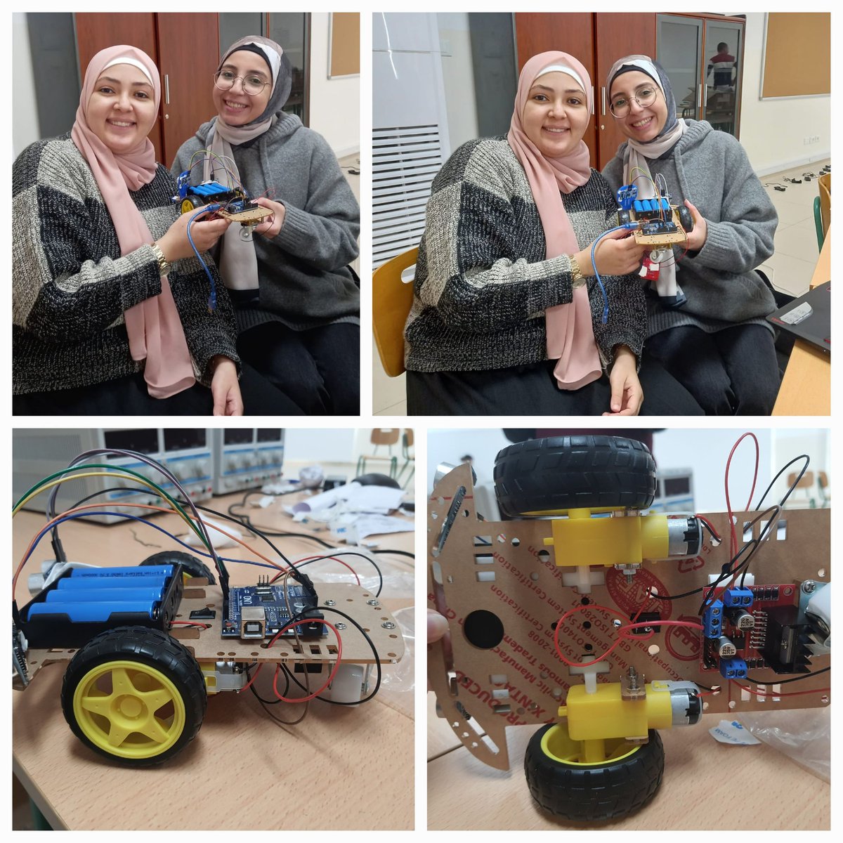 Dima_Chamieh's tweet photo. Competition in Advanced Robotics: Completed! Definitely a special experience at Zaidan Institute. My colleague, Bassima, and I successfully built a robot and worked on a code using the Arduino app. Here's a glimpse of our day! 
@NElakhdar @MakAishaSchool https://t.co/gnlRgrFe9x