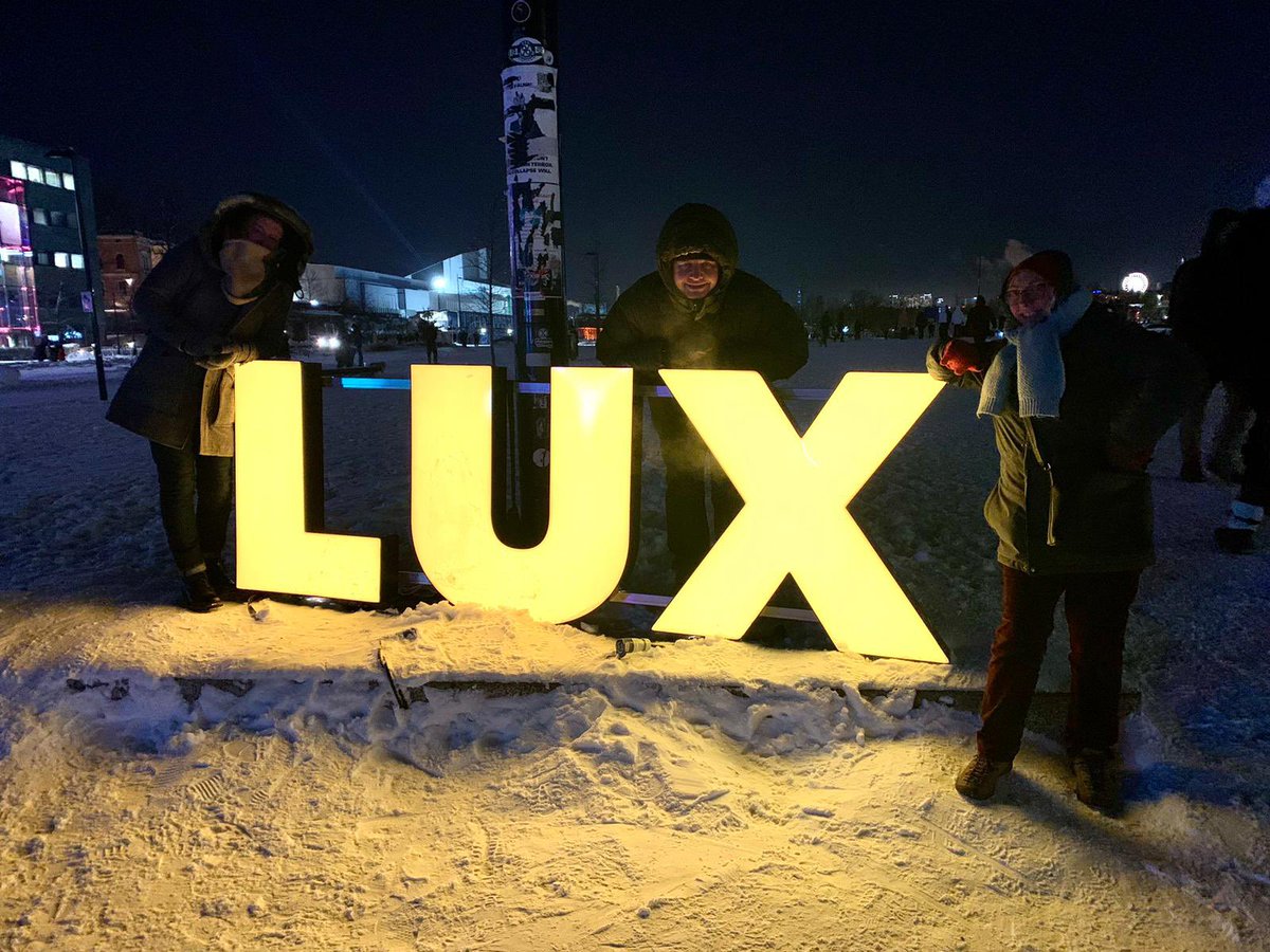 lutnorth's tweet photo. The LUTN network out in Finland and having a blast at the BRILLIANT @luxhelsinki festival.
(Or should that be brrrrilliant - it’s a bit brisk 😅❄️)
#LIghtUpTheNorth #LightFestival #LightInstallations #LuxHelsinki https://t.co/d5SFzd6ew9