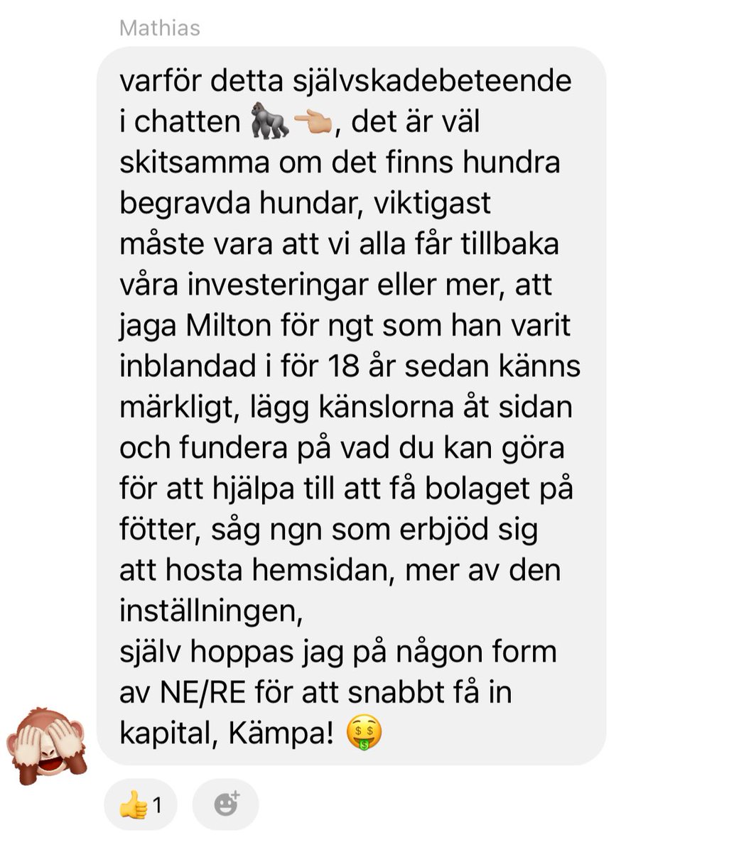 FFlanderen's tweet photo. … för det är ju inte alls ”självskadebeteende” att gå in och betala skulder åt ett (fd) noterat bolag med absolut noll framtidsutsikt eller potential, nejnej, sånt ska man göra så ofta man kan! In och betala, så får ni massa pengar tillbaka sen! Som en bankomat! #isrholding https://t.co/xWoxukNcoA