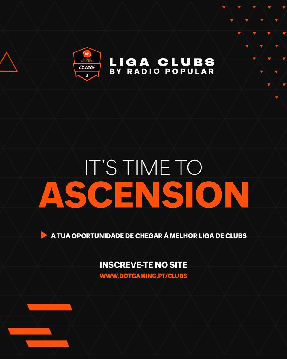𝗜𝗧'𝗦 𝗧𝗜𝗠𝗘 𝗧𝗢 𝗔𝗦𝗖𝗘𝗡𝗦𝗜𝗢𝗡!🔥

Já podes inscrever a tua equipa para lutar por uma vaga na Season 2 da melhor liga de Clubs em 🇵🇹!

➡️bit.ly/ascensionclubs