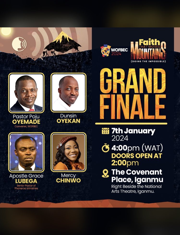 _Olajum_'s tweet photo. @WOFBEC Grand Finale! As Naija now we know we don’t joke with bottom part of our jollof ; WOFBEC is the jollof now and today is the bottom part abeg no miss am! 

#WOFBECFaithcrusade https://t.co/D9FBUIHg5j