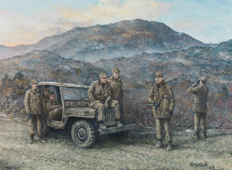 CanWarMuseum's tweet photo. Courageous R22eR, Korea 1951
Painted by James Keirstead in 2021
Beaverbrook Collection of War Art
CWM 20210216-001

#WarArt #KoreanWar #CanadianHistory #MilitaryHistory #R22eR #painting #paintings #CanadaKorea https://t.co/ngVEVaJVgY