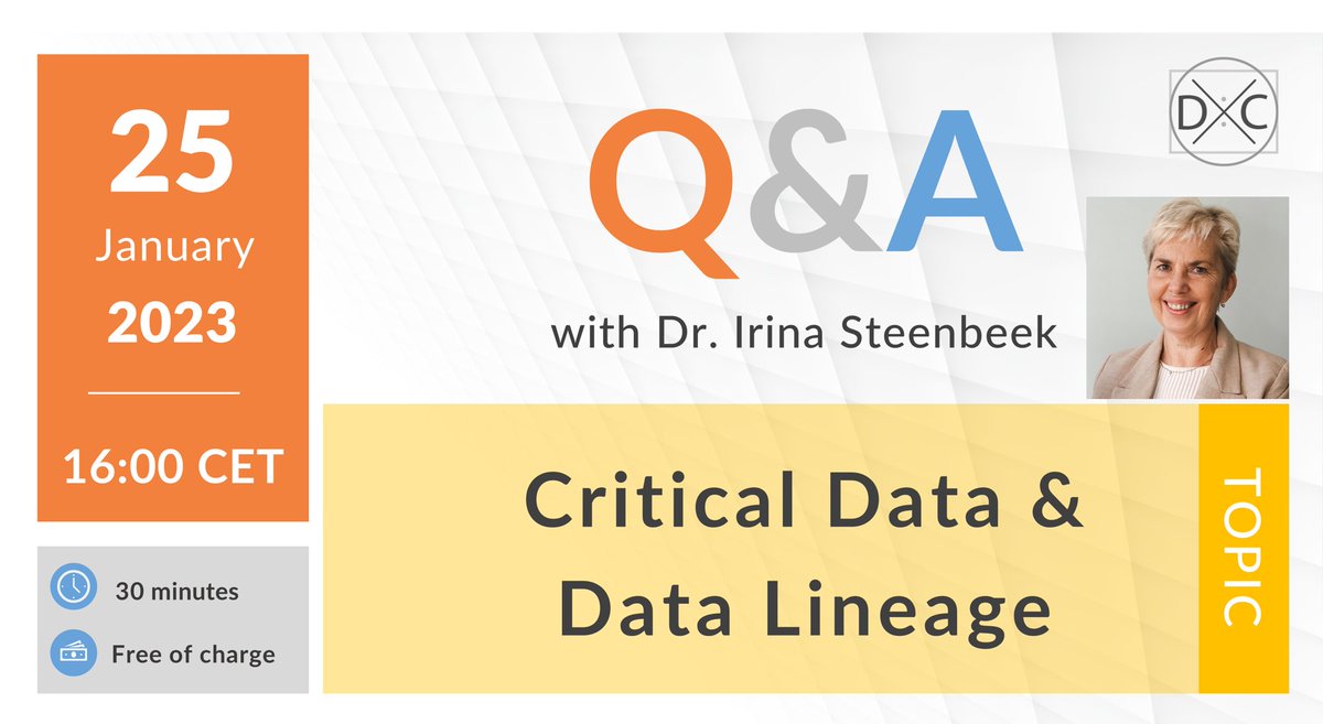 I invite you to join a 30-minute free online Q&amp;A session: "Critical Data and Data Lineage."
If you are an advanced data governance, quality, or metadata management professional, use your chance to get FREE advice from a recognized expert.
Register here: linkedin.com/events/freeonl…