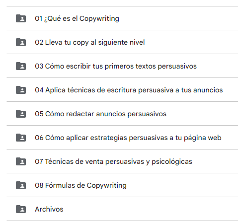CURSO VIDEO DE COPYWRITING (ESCRITURA PERSUASIVA)

-> MAS DE 40 VIDEOS DE GRAN CALIDAD

NORMALMENTE CUESTA 79$, PERO PARA EL EL PRIMER DOMINGO DE 2024 ES GRATIS 🎁

PARA OBTENERLO, SOLO:
1. LIKE
2. COMENTAR "copy"
3. SEGUIRME (para enviarte el enlace por DM)