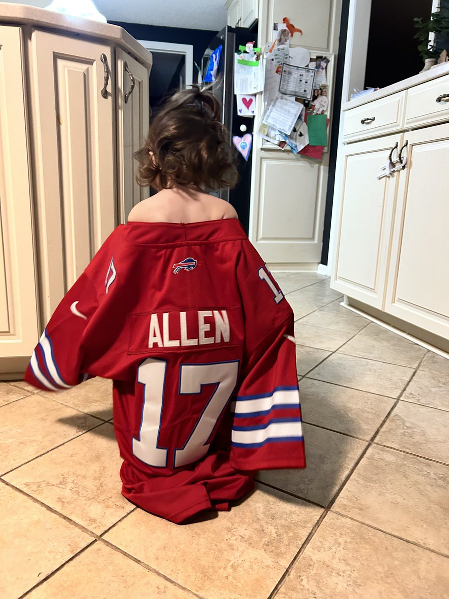 heathbar716's tweet photo. Hey @JoshAllenQB she’ll be sleeping before kickoff, but you’re tiniest fan is ready for tonights game! 🤍 https://t.co/d7HifYlcIa