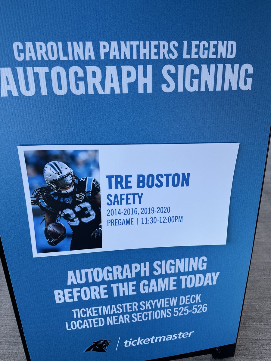 <a href="/panthers_topfan/">James Ward</a> 
It’s <a href="/TreBos10/">Tre Boston</a> 
One of my buds!!!  <a href="/roaringriot/">Roaring Riot</a> 
Get over here at #525 because he will only be signing for 30 minutes
From 11:30 AM till noon. <a href="/VinnySplit/">Vinny Esposito</a> going to put some karaoke on for him. Lol.
Hey Tre, text me your go to karaoke song !