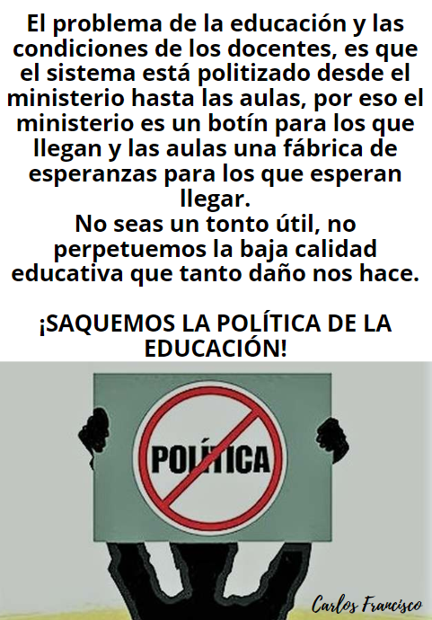 carmafra's tweet photo. Un llamado a la clase #docente, #despoliticemoseducacion pero a todos los niveles. Apoyamos el nuevo #concursoparatécnicos que realizará @EducacionRDo y pedimos que sea abierto y democrático, TODOS los docentes merecen la misma oportunidad. https://t.co/qifaO0GaYS