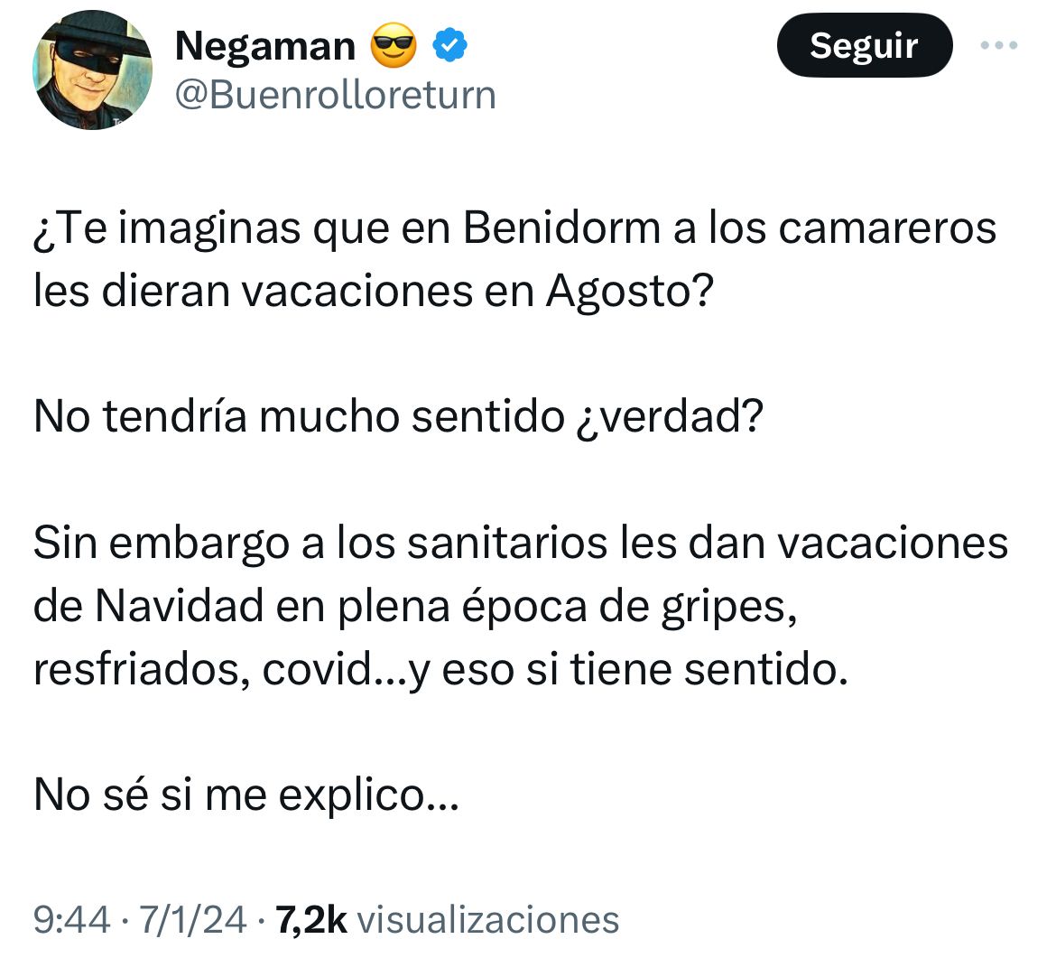 Farmaenfurecida's tweet photo. ¿Te imaginas que en los hospitales se contratara a más sanitarios en estas fechas como se hace con los camareros en agosto, en vez de quitarles las vacaciones?

No sé si me explico... https://t.co/s0fgTu7uMl