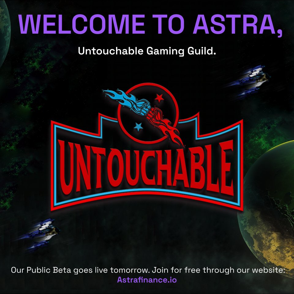 AstraFI_'s tweet photo. We are pleased to announce a new #gaming #guild on board 🔥

Welcome, @UntouchableWeb3 🚀🚀

Our friends from Untouchable will help us in analyzing and bettering #AstraFi in our beta phase: stay tuned tomorrow! https://t.co/dmEmw3yRQO