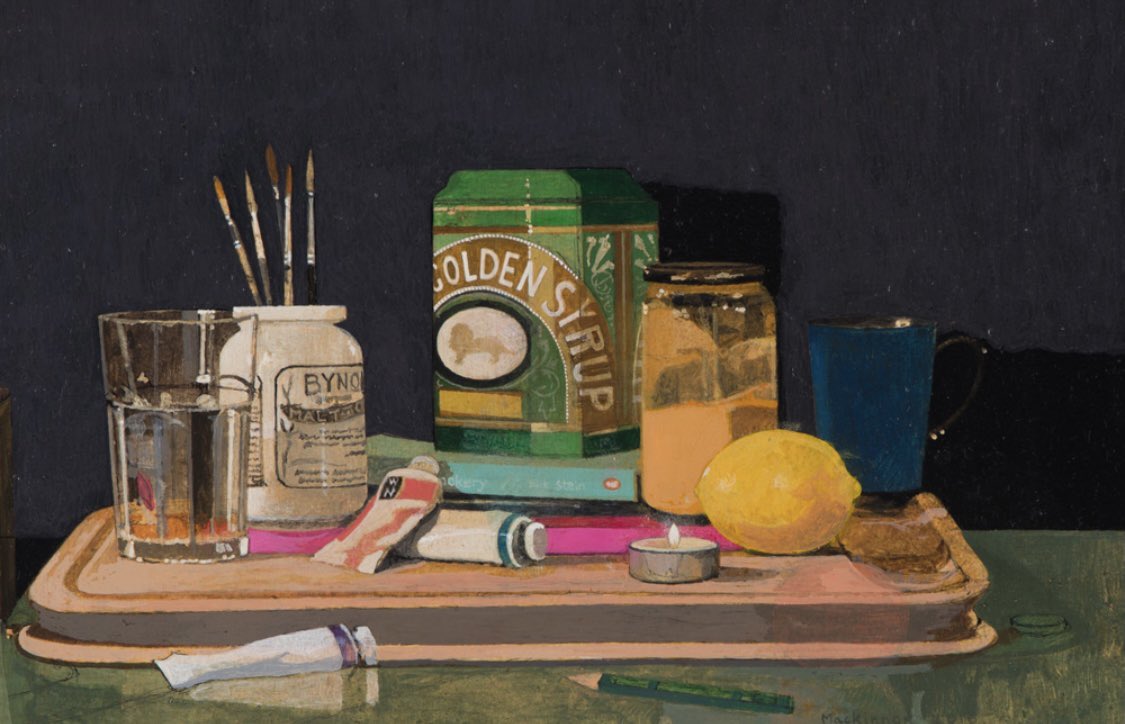 ‘Still life with Golden Syrup tin’, 2016, oil on paper, 24.5 x 34.5cm #fineartist #fineartpainting #stilllifepainting #stilllife