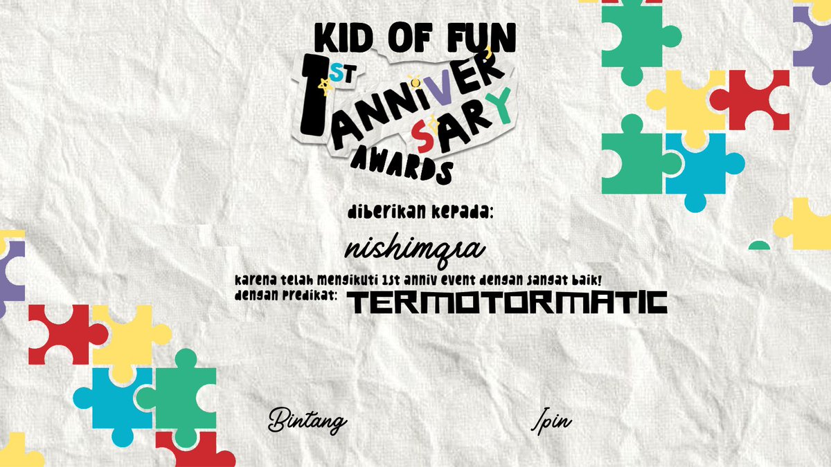 KidOfFun's tweet photo. SELAMAT :V @nishimqra https://t.co/M5Co9pHLQQ