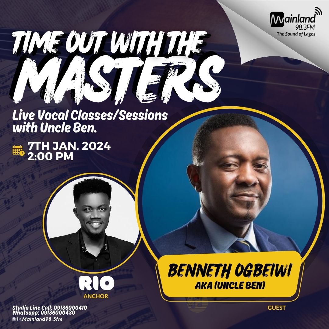 This afternoon at 2pm tune in for some live professional vocal warm-up sessions with the Music Midaz and Maestro himself #timeoutwiththemasters #musicology #vocalswarmups #vocaltips #lipbuzz #liptrill #musicianship #soprano #alto #contralto #tenor #countertenor #baritone #bass