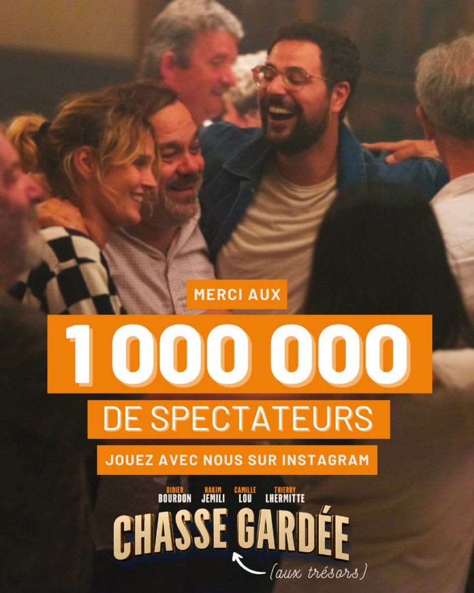 🟠 Très beau succès pour #ChasseGardée qui dépasse le million d’entrées au cours de son 3ème week-end. Il finira beaucoup plus haut. cc <a href="/ugcdistribution/">UGC DISTRIBUTION</a> <a href="/Hakimjemili/">Hakim</a> <a href="/CamilleLou_Off/">Camille Lou</a> <a href="/chantalladesouO/">Chantal Ladesou Off</a> <a href="/jefcayrey/">Jean-François CAYREY</a> <a href="/JulienPestel/">Julien Pestel</a>