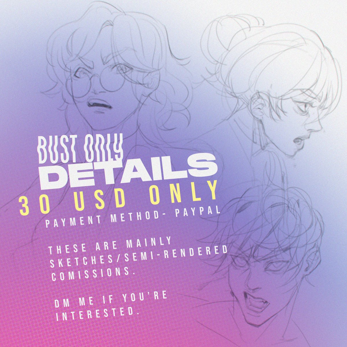 PolerixMT's tweet photo. BUST SKETCH COMMISSIONS ARE OPEN FOR 30 USD!
Dm Me if you're interested! ✨⭐️
.
.
#ArtCommission #commissionsopen #art https://t.co/KkryLl9jtv