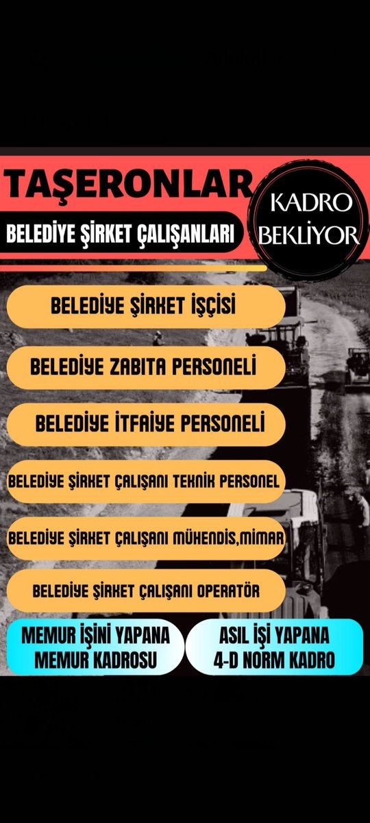 🇹🇷 600 bin Belediye  şirket işçilerine Kadro+KÇP HAKKTIR.Her seçim öncesi ve sonrası iş kaygısı yaşamak istemiyoruz ailelerimize beraber 4 milyon kişiyiz.                                          Sayın <a href="/dbdevletbahceli/">Devlet Bahçeli</a> Sayın  @arzuerdemDB <a href="/MhpTbmmGrubu/">MHP TBMM Grubu #MHP</a>    #4MilyonBelediyeAilesi