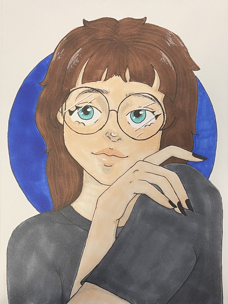 Me bs how I draw myself (I probably need an updated drawing of myself cus now I have the blonde hehehe)