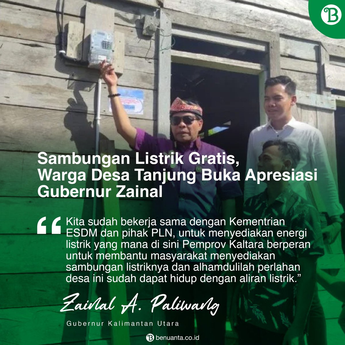 benuanta3's tweet photo. Gubernur Kalimantan Utara Drs. H. Zainal A. Paliwang mengatakan, Desa Tanjung Buka merupakan salah satu desa di Kaltara yang mengalami masalah energi. Mengingat desa ini sejak lama tidak memiliki energi listrik dan sambungan listrik
#listrikgratis #gubernurkaltara
#pemprovkaltara https://t.co/Hvl8ppHmOd