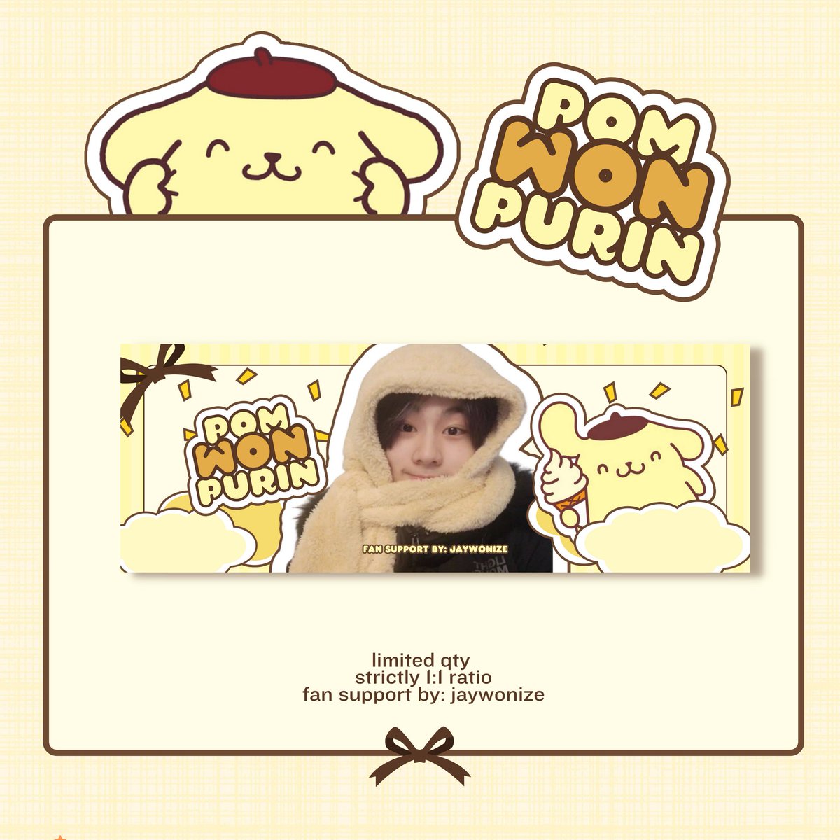jaywonize's tweet photo. 𝗣𝗢𝗠𝗪𝗢𝗡𝗣𝗨𝗥𝗜𝗡 is back! 💛

free jungwon banners 
for #FATE_IN_NEWCLARKCITY ⭐️

— 1:1 ratio
— very limited qty
— like &amp; rt https://t.co/HhymDMU5ZV