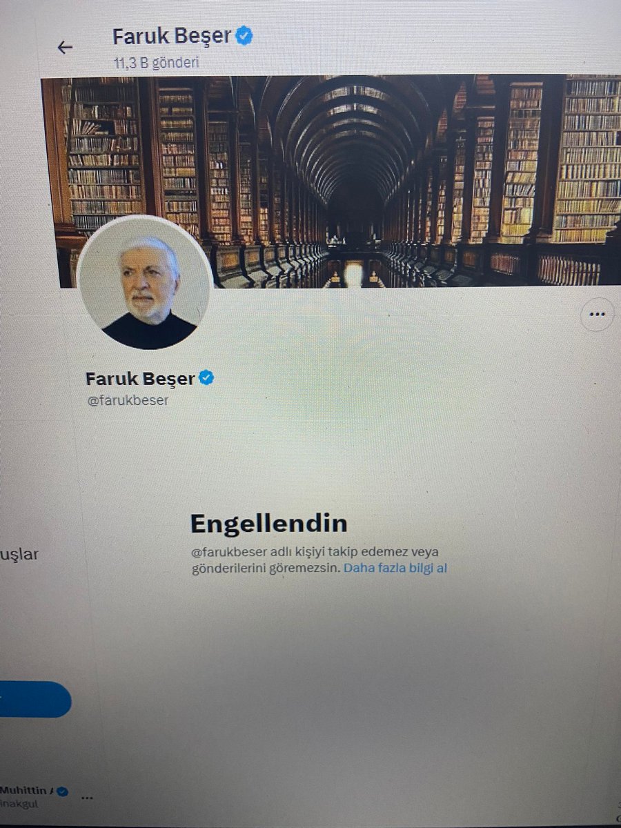 Faruk Beşer beni engellemiş.
Oysa ki hakkında yazdıklarımla,
takriben 20 yıl aynı fakültede beraber çalıştığımız,
yolculuklar yaptığımız ve
çoğu kez odasında oturup çay içtiğimiz Faruk Beşer'in sadece içine düştüğü kaotik duruma dikkat çekmek istemiştim.
Bugün felç geçirdiğini