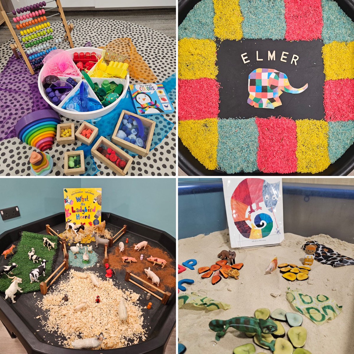 pollysnursery's tweet photo. January Core Texts 

Room 1: Colours 🩵

Room 2: Elmer’s Special Day 🐘 

Room 3: What the Ladybird Heard 🐞 

Room 4: The Mixed-up Chameleon 💚

#2024 #learningthroughplay #education #earlyreading #messyplay #sensoryplay #tufftrayideas #edutwitter https://t.co/UjXrViybc7