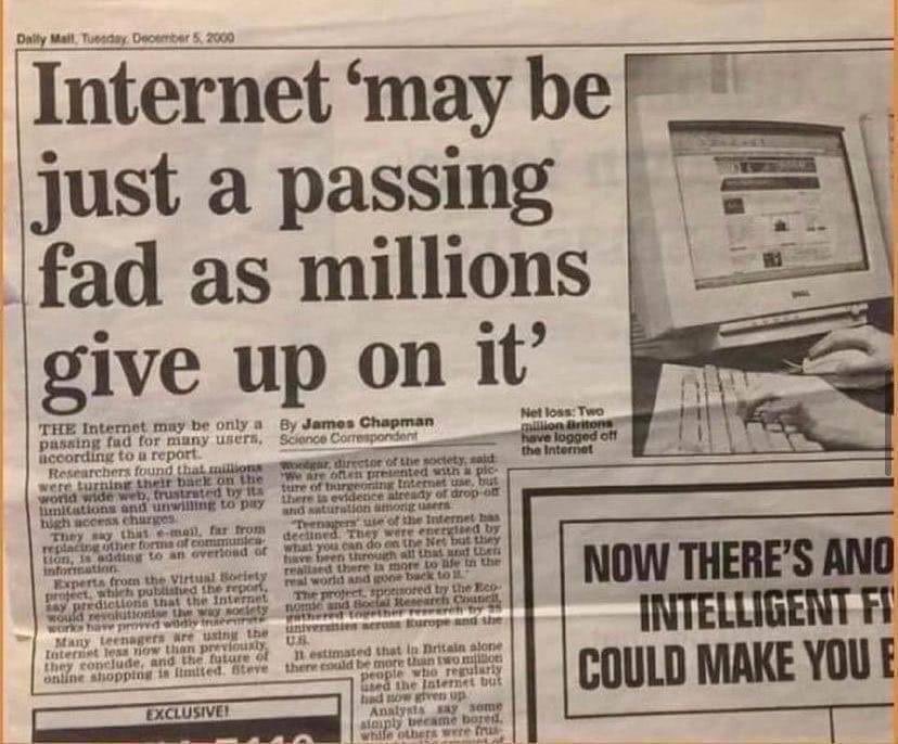 AntiEVidiots's tweet photo. When you see another Daily Fail article saying that EVs won’t take off and people aren’t buying them, then just remember that they don’t have a good track record record in this regard https://t.co/8q9T5vQrR7