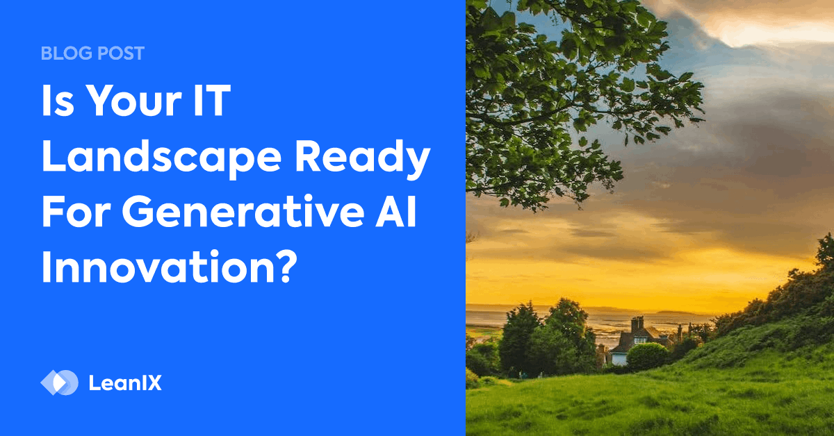SAPLeanIX's tweet photo. Generative AI is a competitive advantage that many organizations are locked out of by legacy technology. Find out how you can prepare your IT landscape to leverage this innovative new software. https://t.co/9xBGS4x8ku

#GenAI #enterprisearchitecture #LeanIX https://t.co/yFTuM1yxqP
