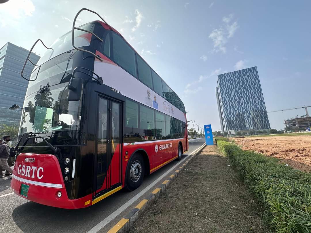 Electric Double Decker Bus of GSRTC launched at GIFT City Gujarat