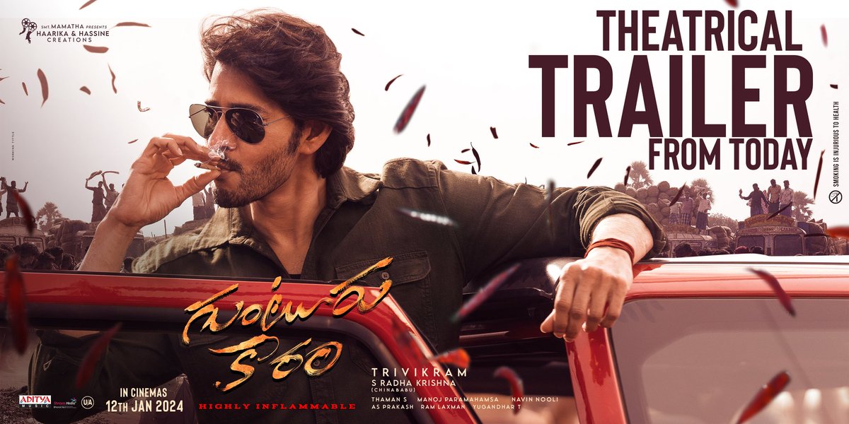 EastBoxOffice's tweet photo. #GunturKaaramTrailer ~ Out Shortly 💥
#GunturKaaramOnJan12th 🌶
@urstrulyMahesh #Trivikram https://t.co/ZJvB7KujDy