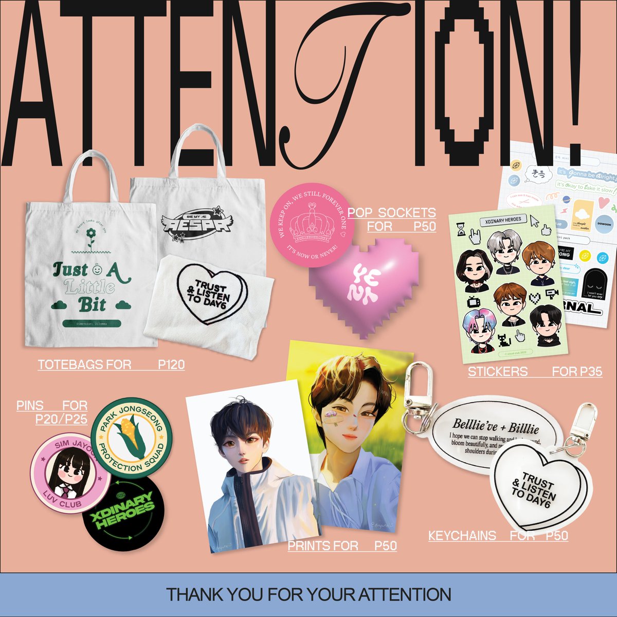 ꒰  CLOUD CLUB 
CLEARANCE SALE ꒱

⤷ tote bags, griptoks, stickers, prints, pins, keychains 🧺 for day6, snsd, xdinary heroes, stayc, enhypen, billlie, aespa 🧸

🛒 shopee.ph/cloudclub
⭐ wts lfb ph