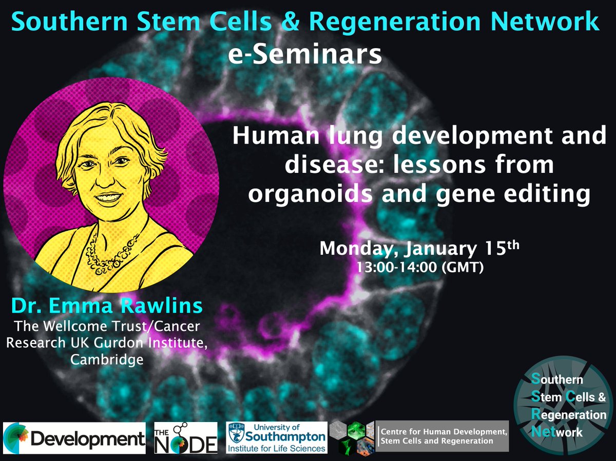 CHDStemCellRes's tweet photo. We are thrilled to announce our next #SSCRNet e-seminar speaker Dr. Emma Rawlins @LabRawlins  @GurdonInstitute

Monday 15/01/2024, 1-2pm GMT

Link👉 https://t.co/REoMR11CC7

@Dev_journal @the_Node https://t.co/zPIjPRd8rw