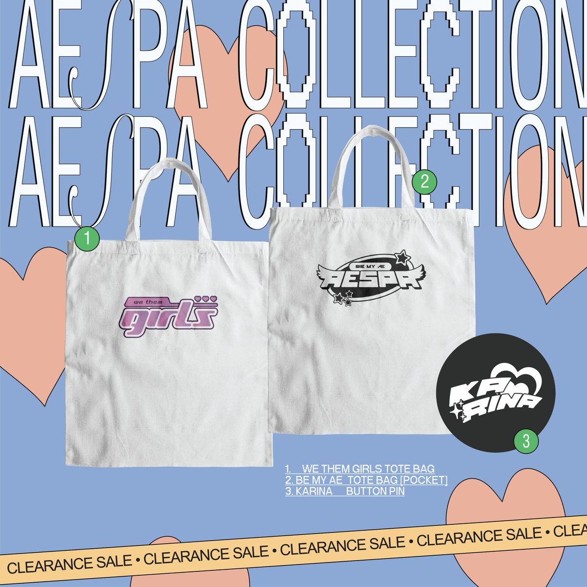 ꒰  CLOUD CLUB
CLEARANCE SALE ꒱

aespa collection 🦋
   ⤷   as low as ₱120
   ⤷   tote bags .ᐟ

🌐 shopee.ph/cloudclub