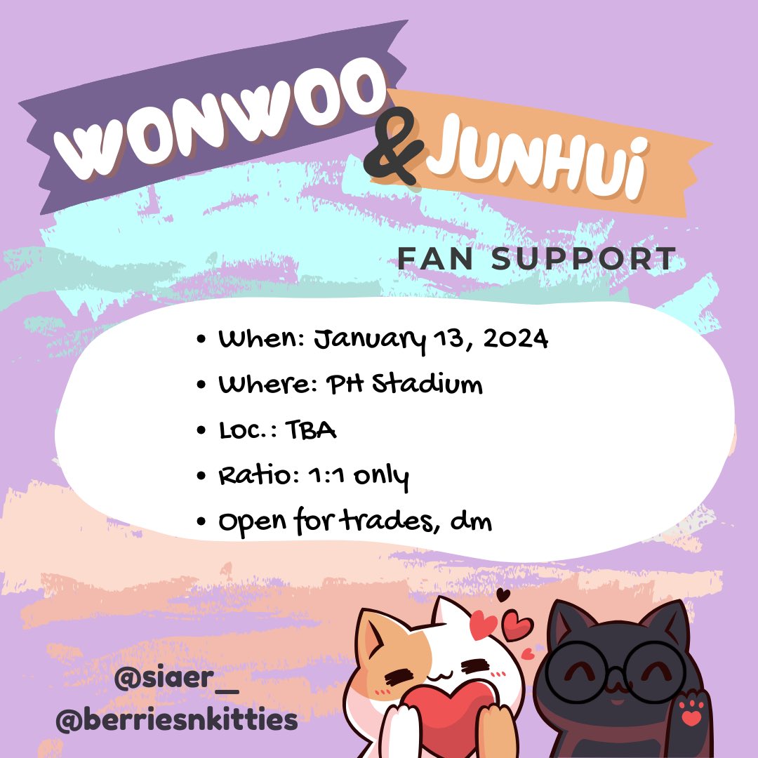 siaer_'s tweet image. ｡°✩ Seventeen Fan Support/Giveaway/Freebies ✩°

ꕤhi wonwoorideuls &amp;amp;huihuis! let’s meet on dday and receive a gift ♡
— random design
— like/rt to spread
— you tag our fellow stans too~

See you!🐈‍⬛🐈

#FTBFreebies #FOLLOWtoBulacan
 #SVT_TOUR_FOLLOW #FOLLOW_TO_BULACAN