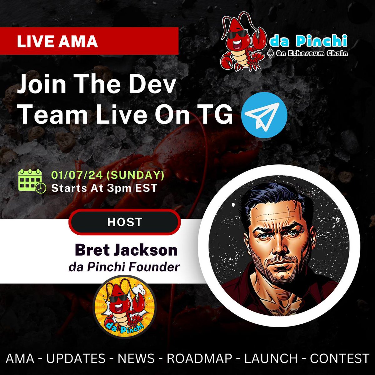 CryptoJoker153's tweet photo. Don’t miss the @da_pinchi_eth live #AMA today on #telegram as they dive deeper down the rabbit hole and talk about their upcoming launch of the most anticipated #memecoin project of 2024!

TG link in @da_pinchi_eth pinned post!

$doge $pepe $shiba #doge #shiba #pepe https://t.co/rVmBLGJq4N