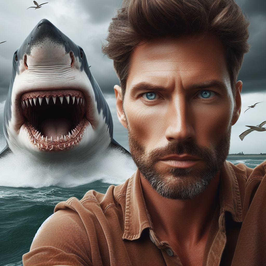 luffydalex's tweet image. 🤳 Today's unbelievable encounter: selfie with a giant charging megalodon! 🦈 #MarineAdventure #ExtremeSelfie"