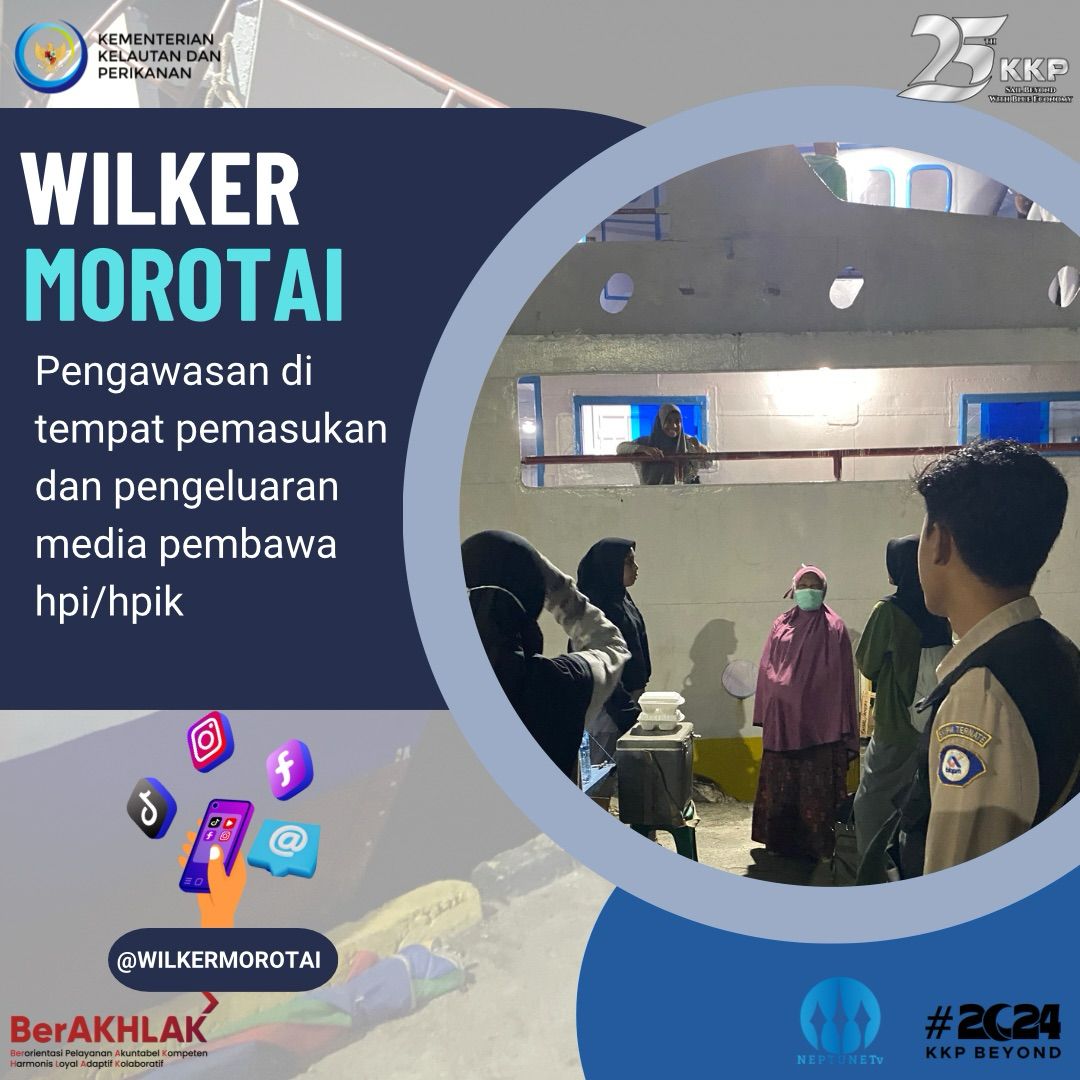 WilkerMorotai's tweet photo. Hai #SahabatBahari 07 Januari 2024 Petugas Karantina Wilker Perbatasan Morotai melakukan pengawasan di tempat pemasukan/pengeluaran media pembawa HPI/HPIK #KKPAccelerate #EkonomiBiru #KKPGOID #Morotai #KKP https://t.co/Q5bZBzgg8j