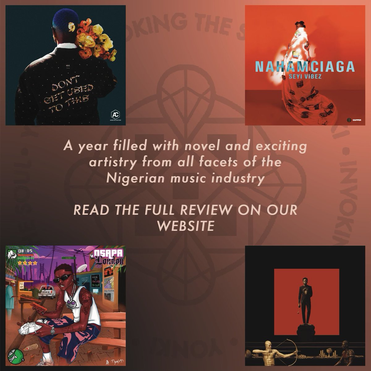 yonkiabuja's tweet photo. YONKI Picks: Nigerian Albums of 2023

A rundown of our favorite albums from the amazing year of 2023💃🏽

Read the full album reviews on our website!
🔗: https://t.co/3deRtbTt9d https://t.co/i9qnoWxGuT