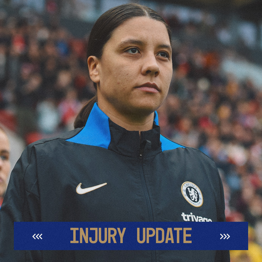 ChelseaFCW's tweet photo. Chelsea Football Club can confirm striker Sam Kerr has sustained an anterior cruciate ligament (ACL) injury during our warm weather training camp in Morocco.