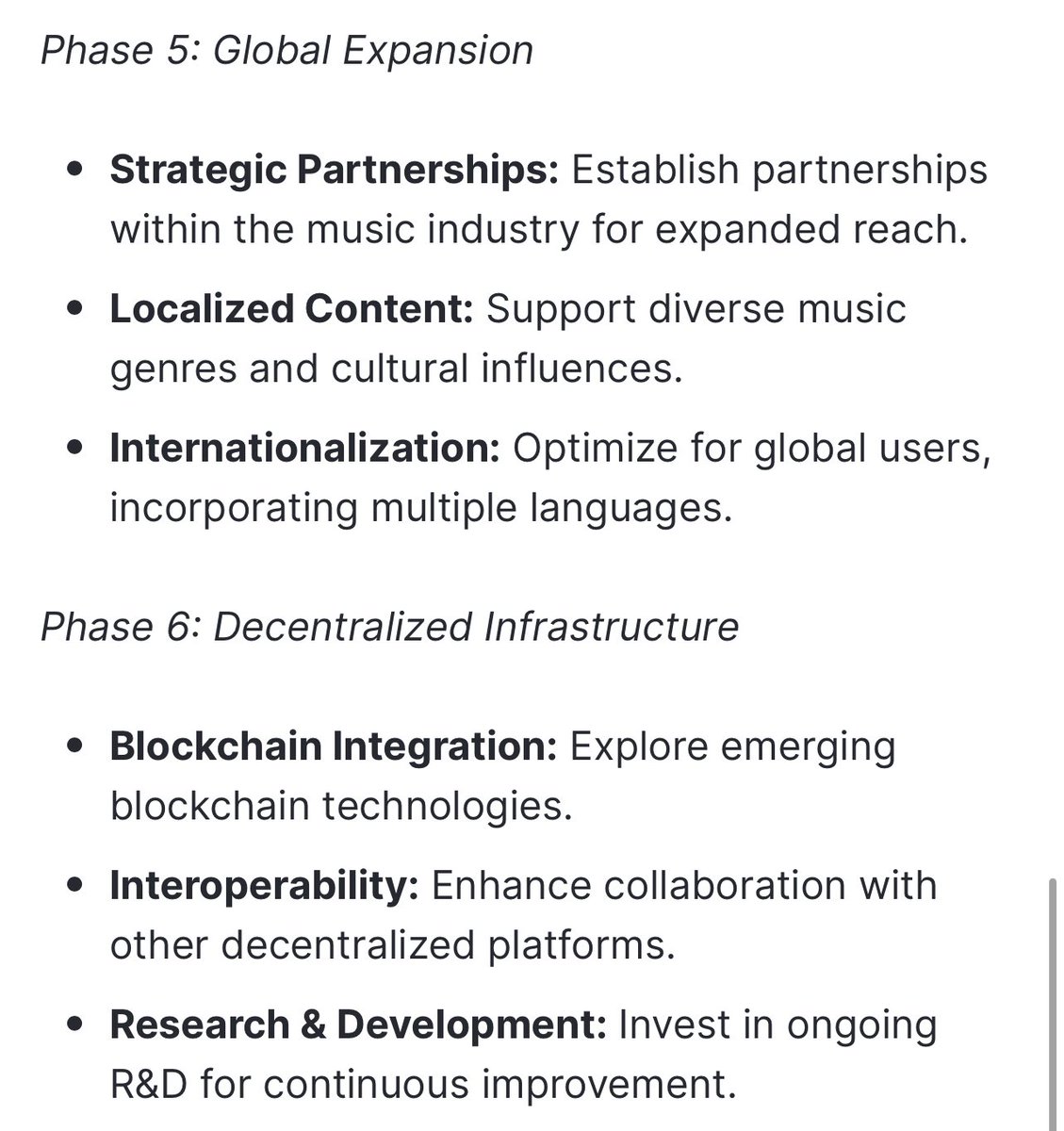 Block_Slinger's tweet photo. 𝐑𝐨𝐚𝐝𝐦𝐚𝐩

So, going forward, let’s see what #AUDIFY has in store for us all &amp; this are just impeccable. 

These are into six phases. They are;
→ Foundation
→ Community Growth
→ NFT Integration
→ Advanced Features
→ Global Expansion
→ Decentralized Infrastructure https://t.co/dtYEhNovBM