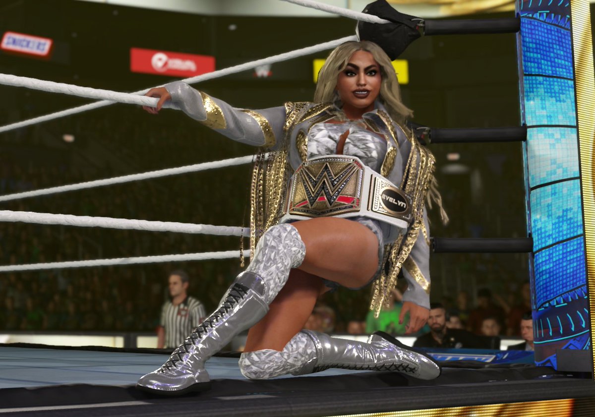 Branski_wwe's tweet photo. One of my favourite CAWS I've made😍 Little tip for custom titantrons I used binge image creator then just uploaded. The game still has the glitch where the images are brighter in game though 🫠 #WWE2K23 https://t.co/tLtpN670ry
