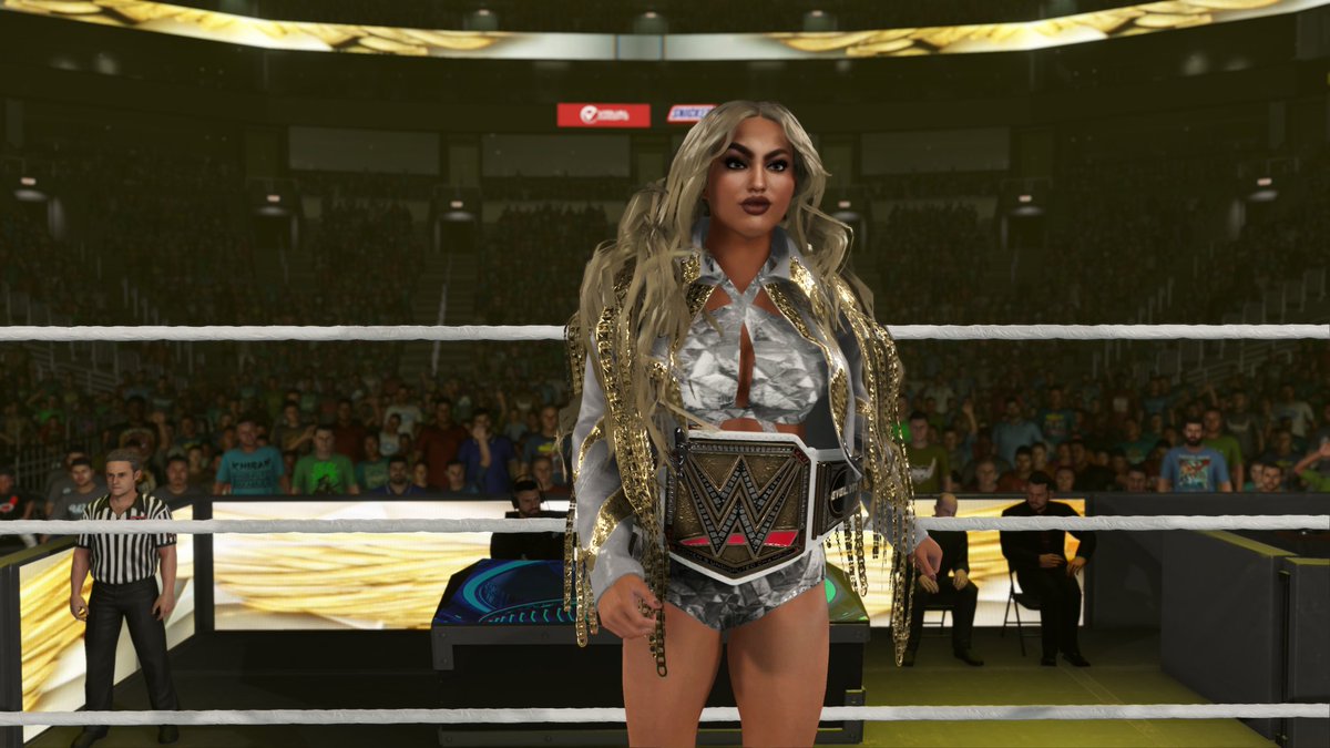 Branski_wwe's tweet photo. One of my favourite CAWS I've made😍 Little tip for custom titantrons I used binge image creator then just uploaded. The game still has the glitch where the images are brighter in game though 🫠 #WWE2K23 https://t.co/tLtpN670ry