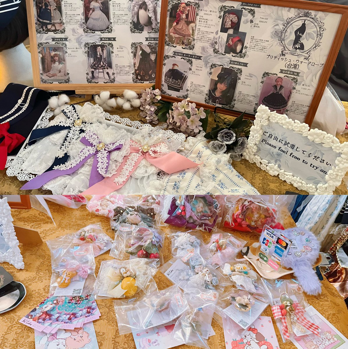 hat_InEden's tweet photo. ⛪️第20回大阪中央公会堂ゴスロリ即売会の #ロマアラ　は無事に終わりました。主催の方とご来場の方に感謝です💐
#InEden は台湾ブランド　@britishwardrob1 でお手伝い、ハンドメイドも出しました。初めて関西お客様と触れ合えて嬉しいです。@ZenryokuTsubame さんとbritish wardrobeのお揃いコーデ🌷 https://t.co/V1xHlaQC2B