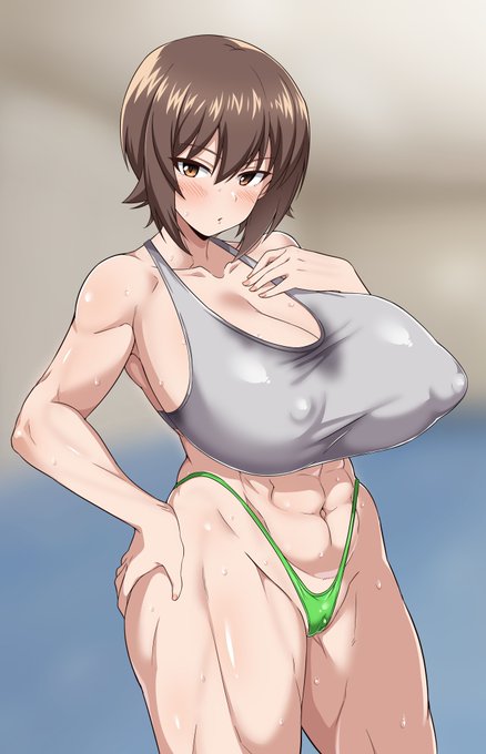 西住まほ 汗だくスポブラ 