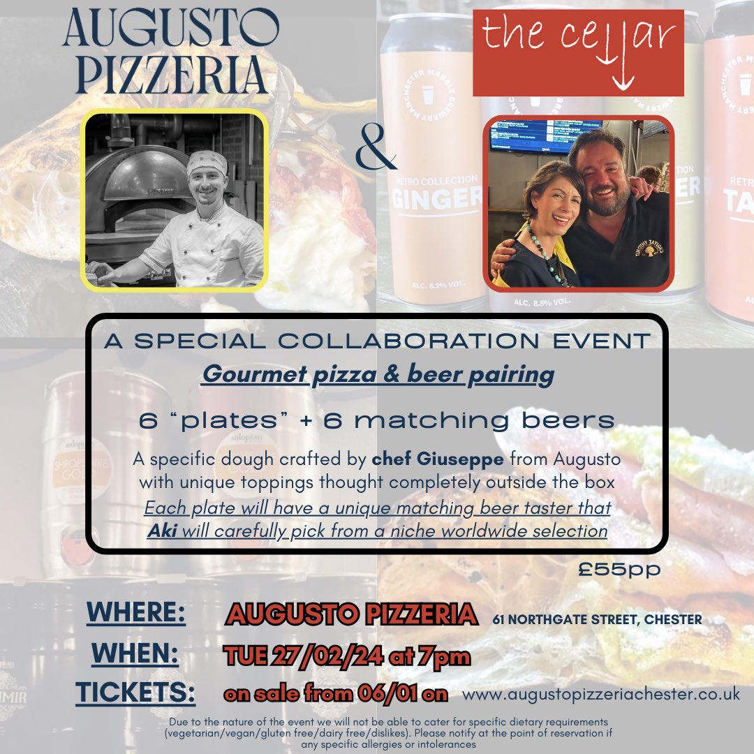 Tickets are out now for a unique event not to miss!!

Direct link 👇🏻👇🏻

…opizzeriachester.superbexperience.com/reserve/experi…

<a href="/CellarChester/">The Cellar, Chester</a> 

#beer #pizza #chester <a href="/ShitChester/">12 years of Shitchester</a>